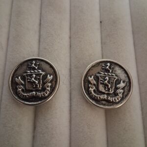 2 Silver Pewter Blazer Buttons Front 13/16" Lion Shield